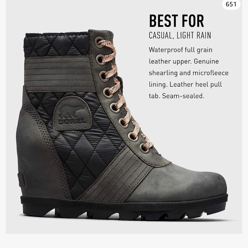 Sorel Women’s Lexi Wedge Boots Dark Slate Size 10